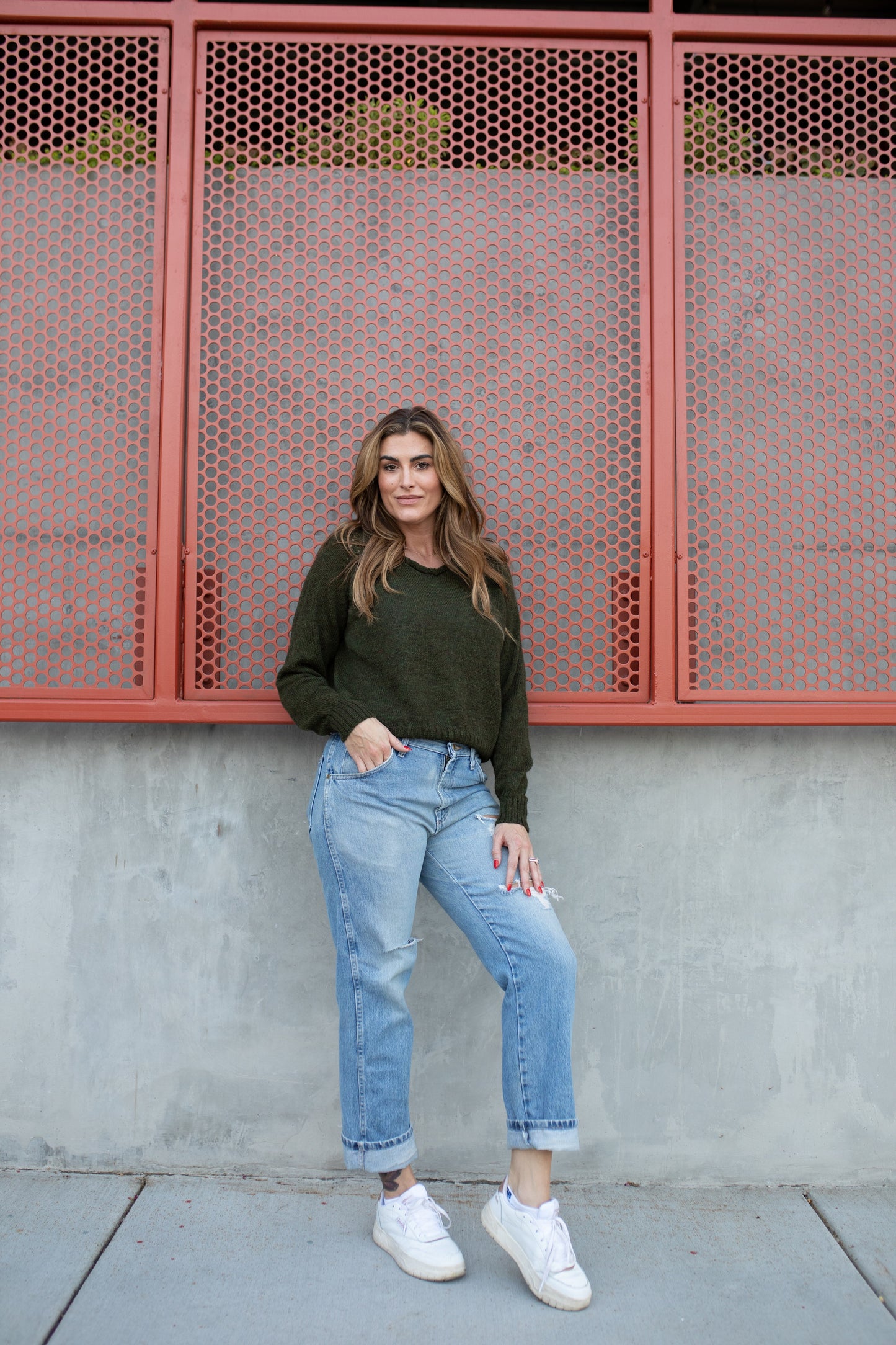 Georgia Pullover Sweater in Heather Green Made to Order