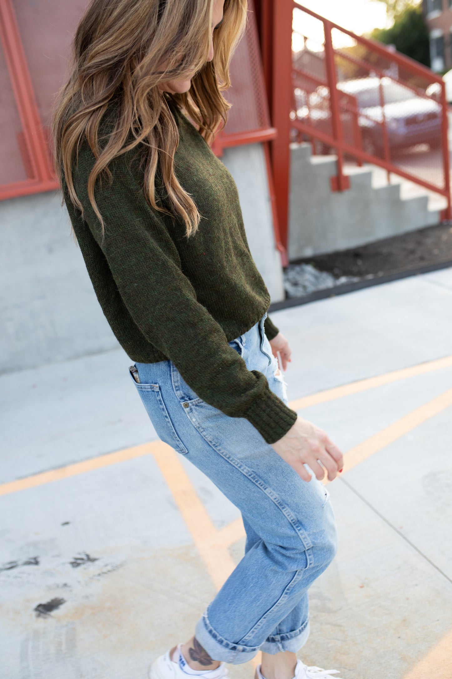 Georgia Pullover Sweater in Heather Green Made to Order