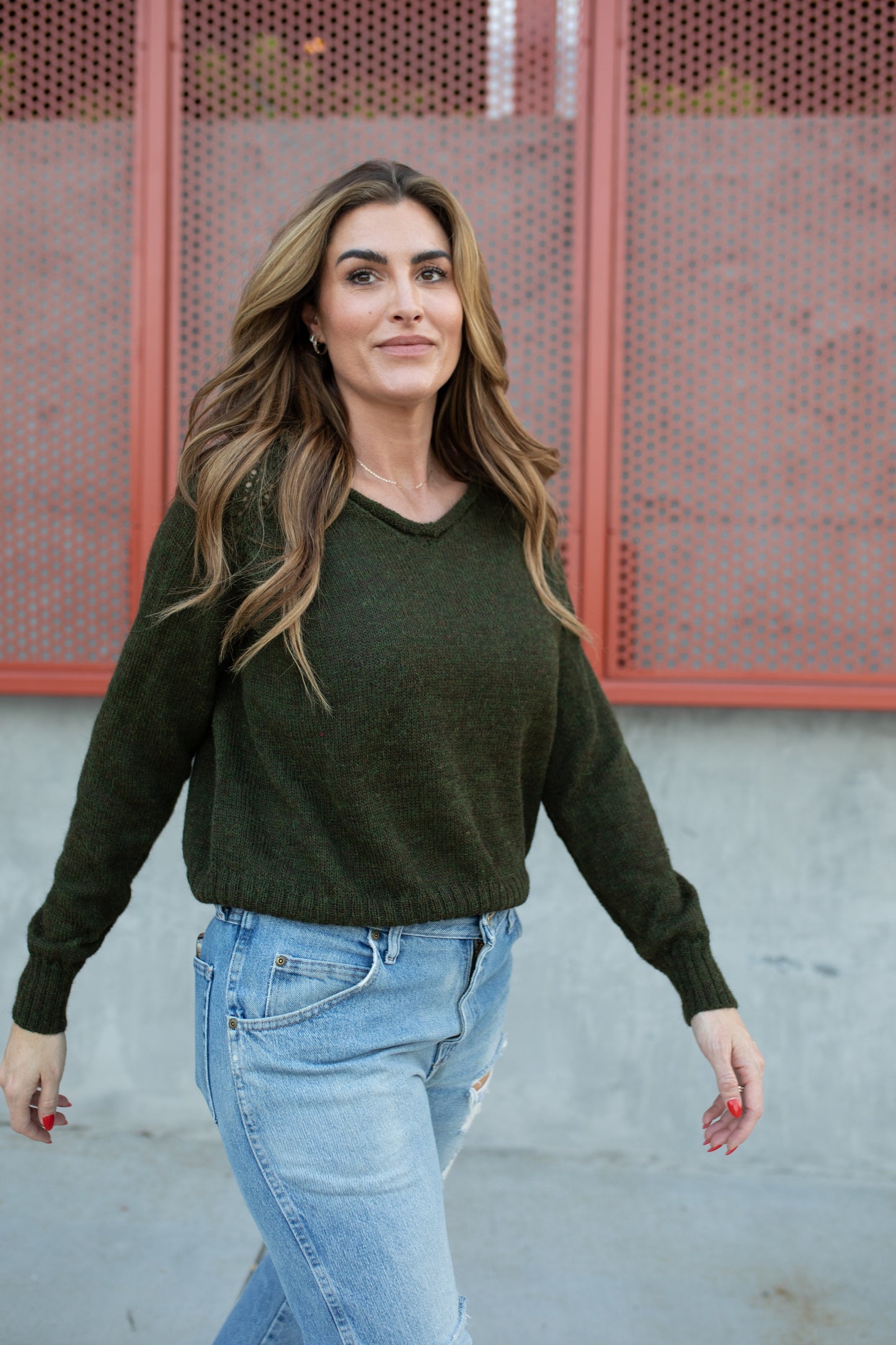 Georgia Pullover Sweater in Heather Green Made to Order
