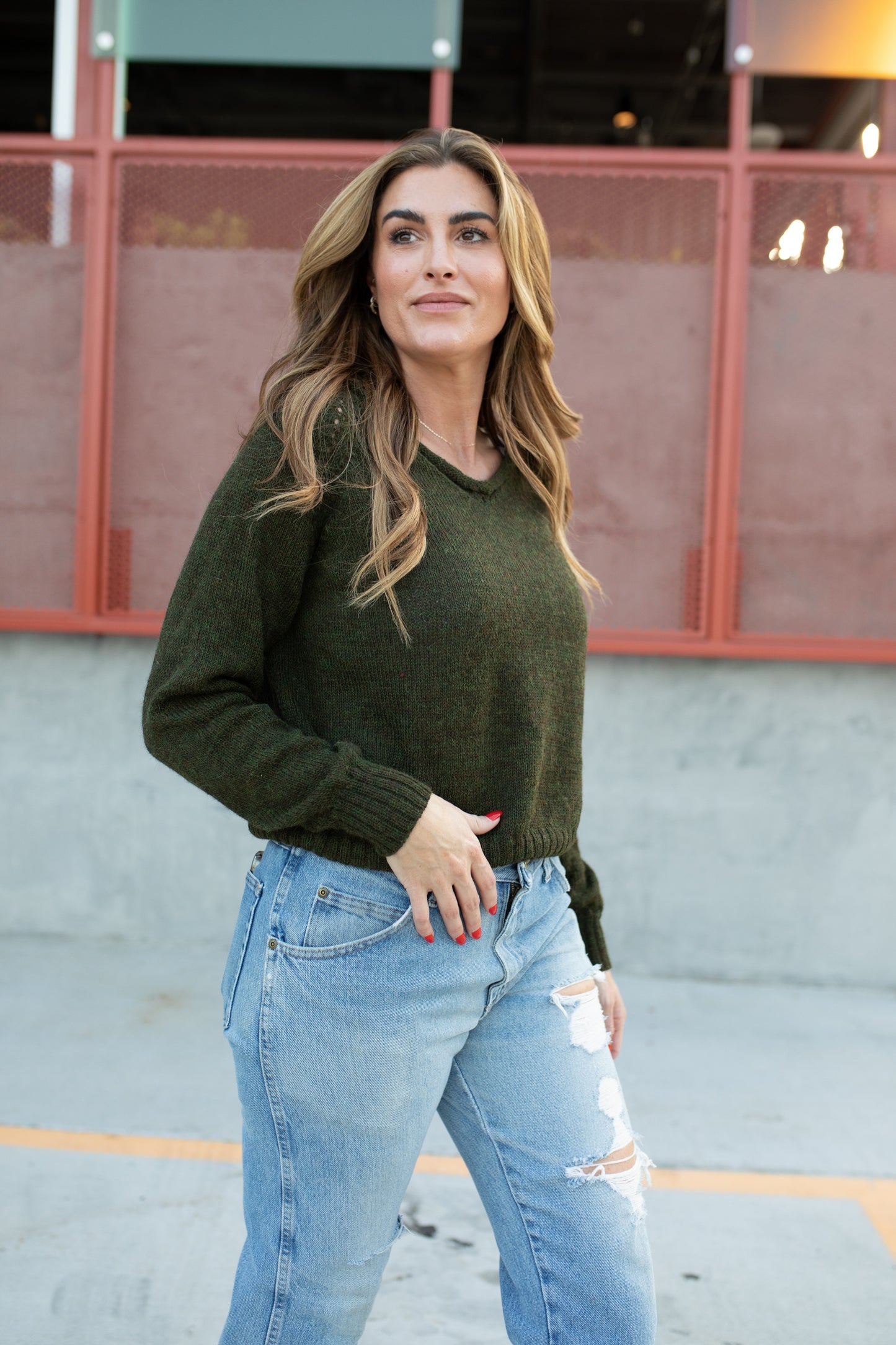Georgia Pullover Sweater in Heather Green Made to Order