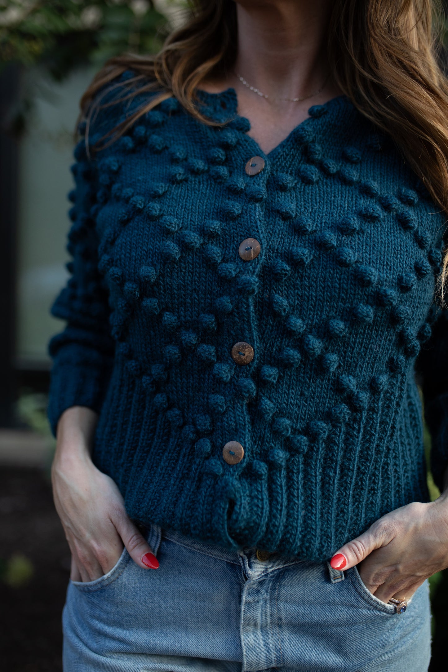 Hand Knit Nepali Wool Jill Sweater in Midnight Blue Made to Order