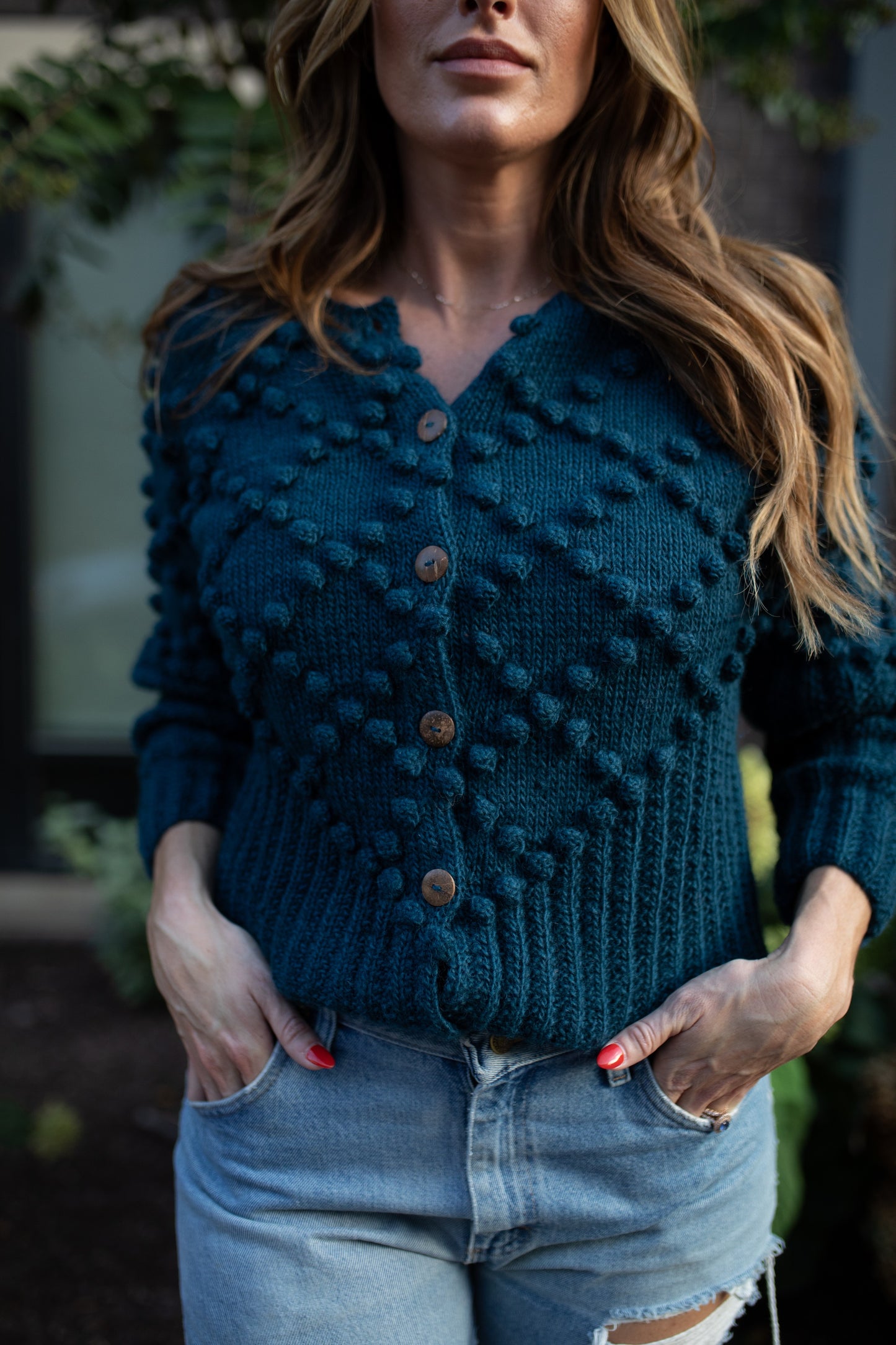 Hand Knit Nepali Wool Jill Sweater in Midnight Blue Made to Order