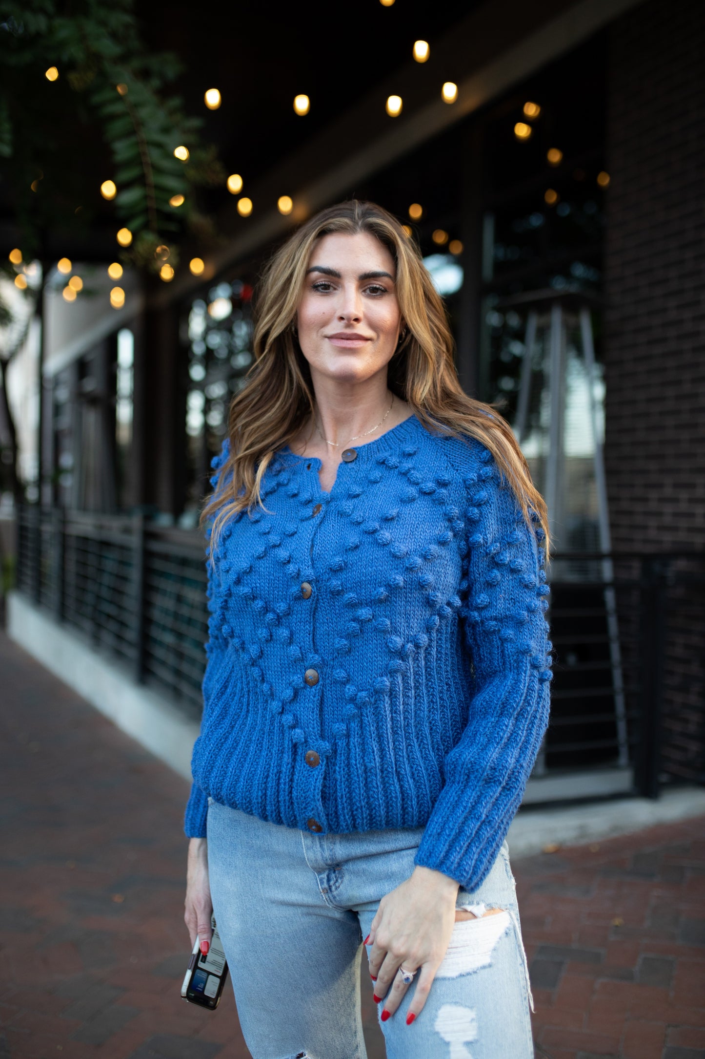 Hand Knit Nepali Wool Jill Sweater in Cobalt Made to Order