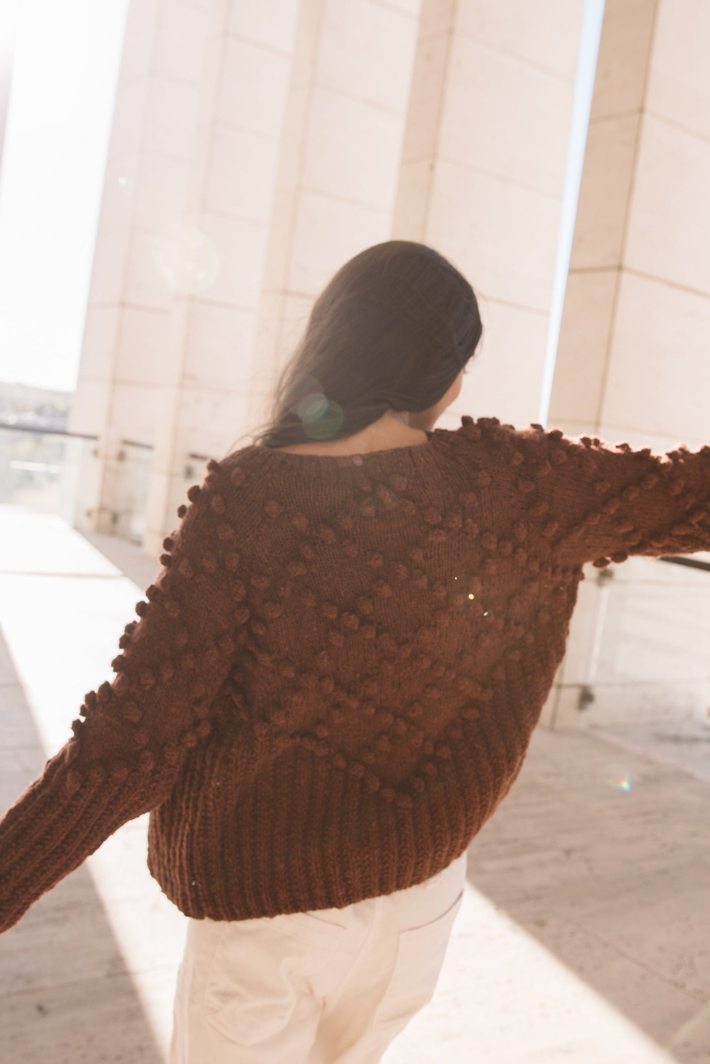 Hand Knit Nepali Wool Jill Sweater in Cobalt Made to Order