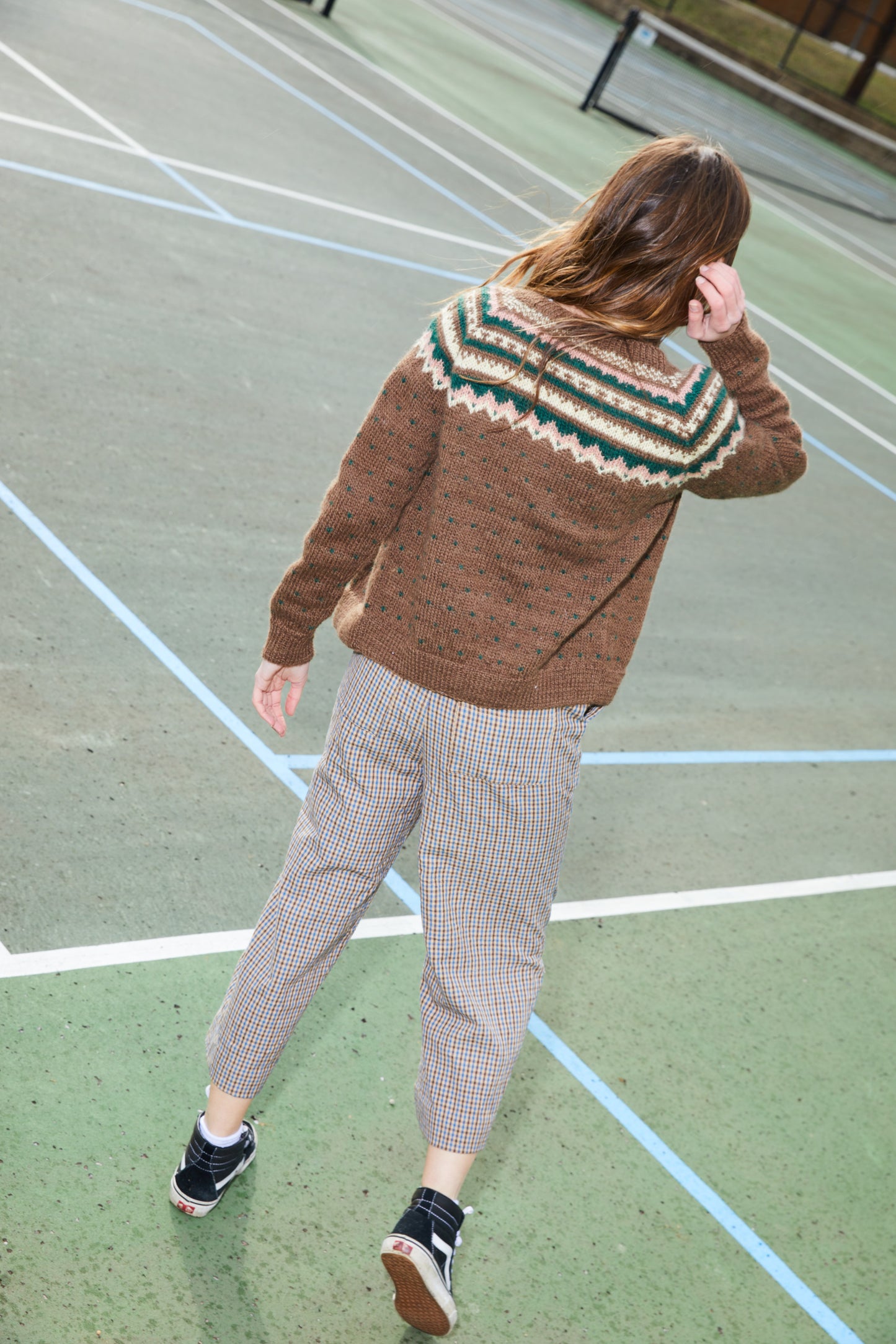 Hand Knit Nepali Wool Florence Cardigan Sweater in Brown Made to Order