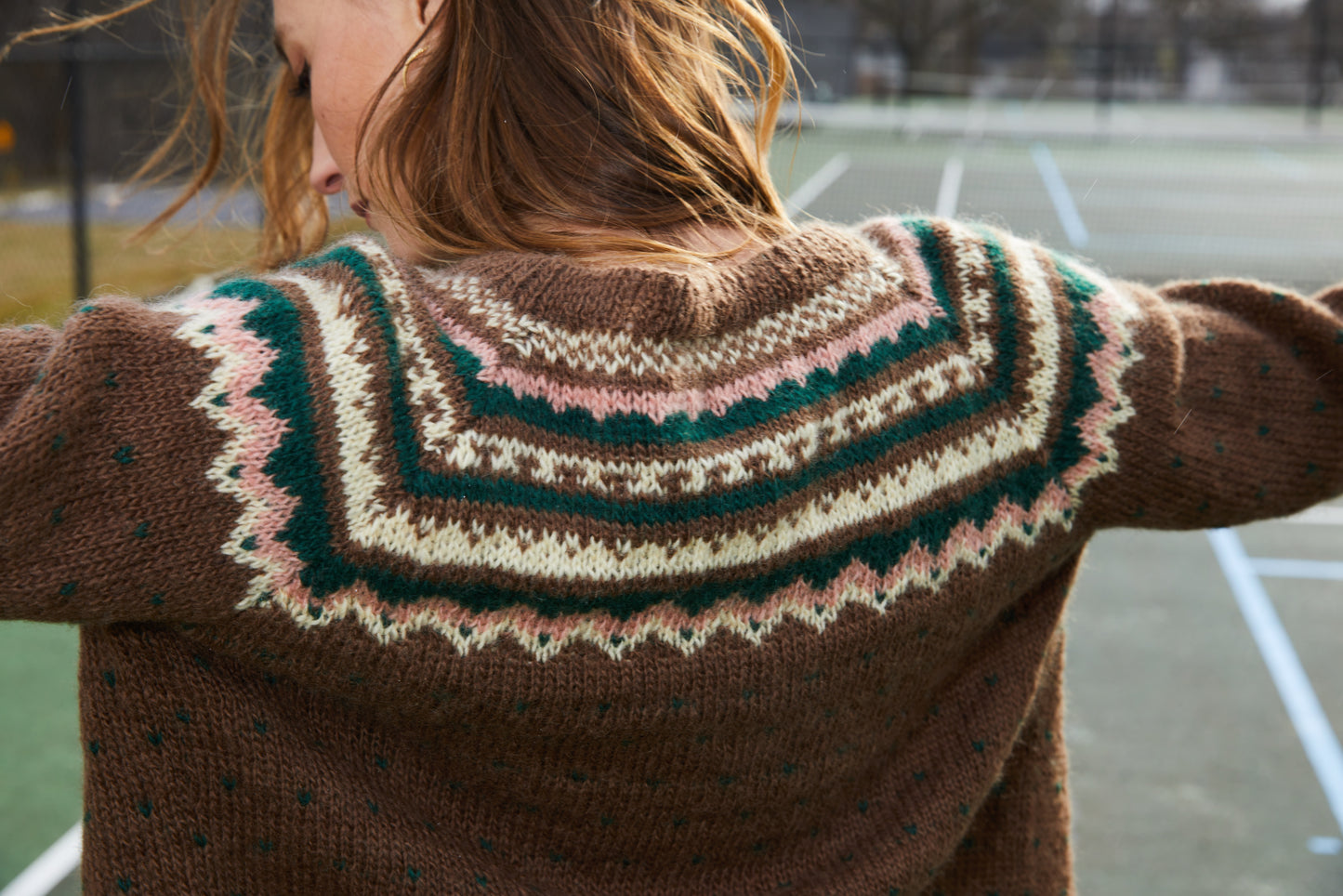 Hand Knit Nepali Wool Florence Cardigan Sweater in Brown Made to Order