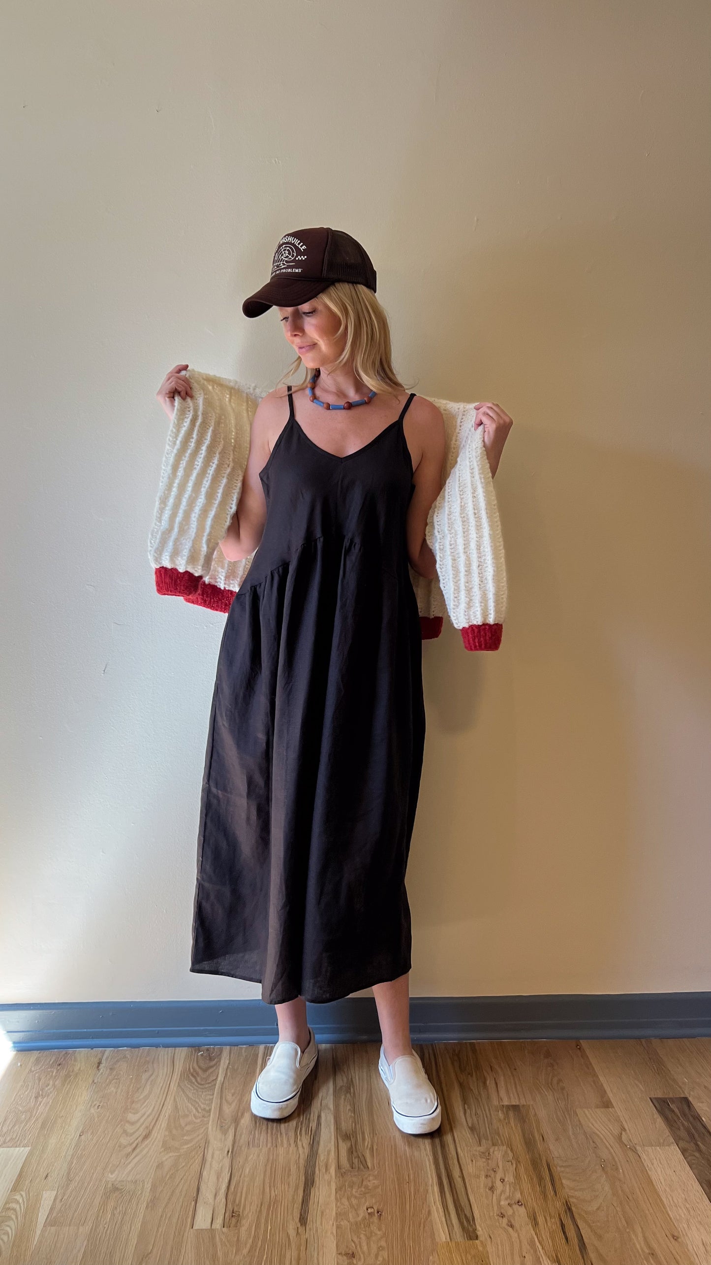 Faro Dress in Recycled Dark Chocolate Brown Linen Made to Order