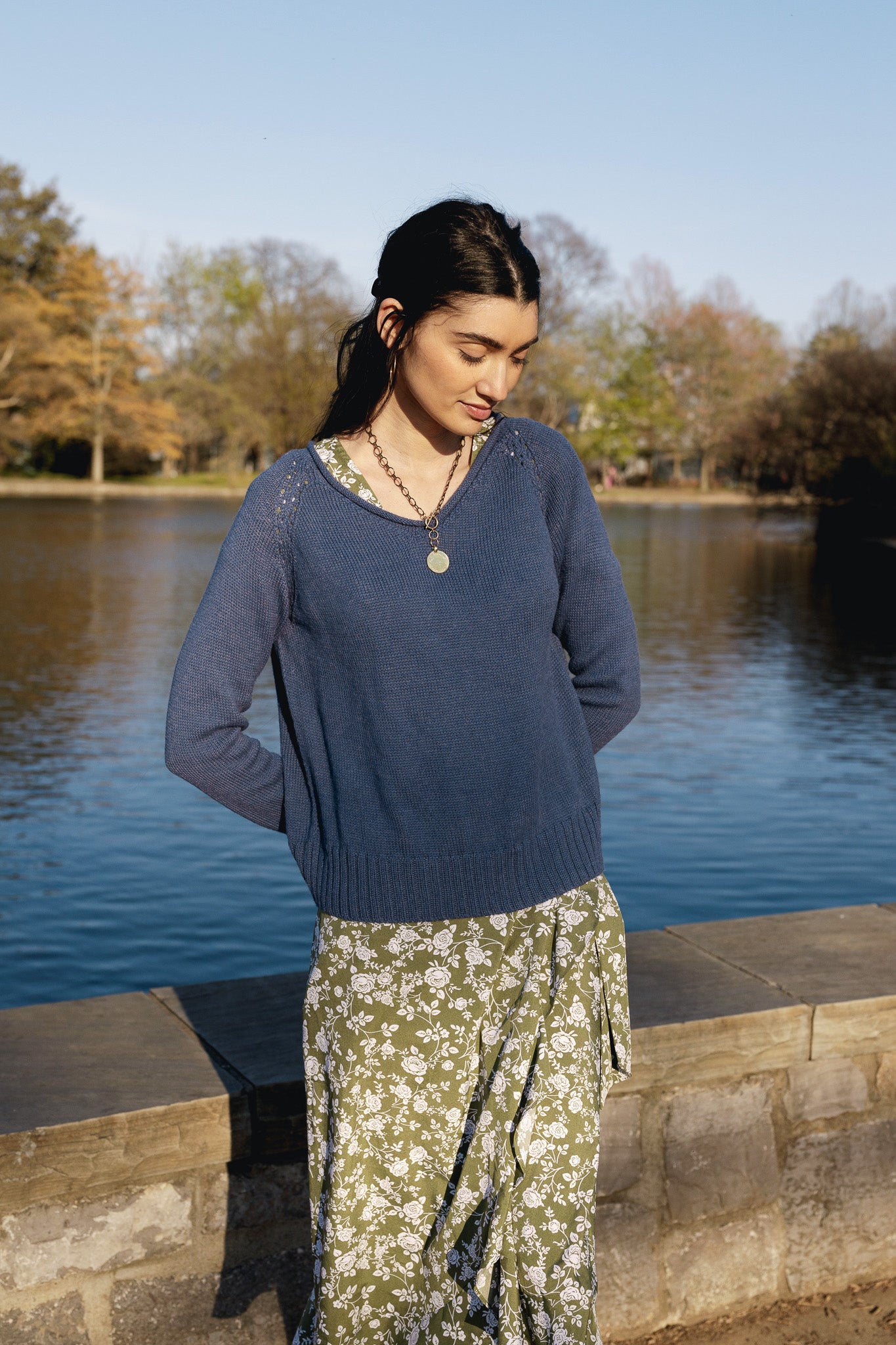 Georgia Pullover Sweater in Dark Green