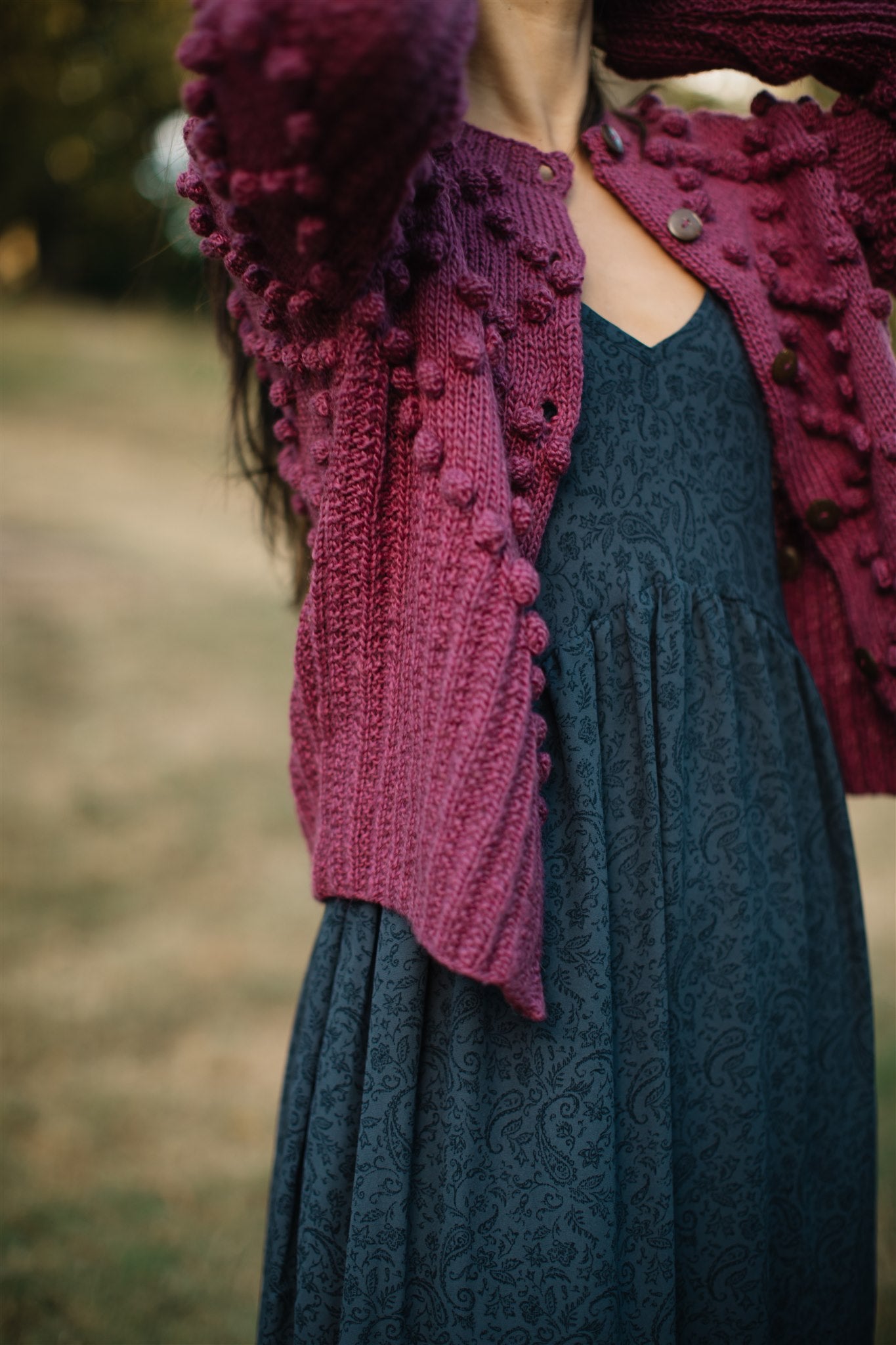 Hand Knit Nepali Wool Jill Sweater in Fuchsia Made to Order