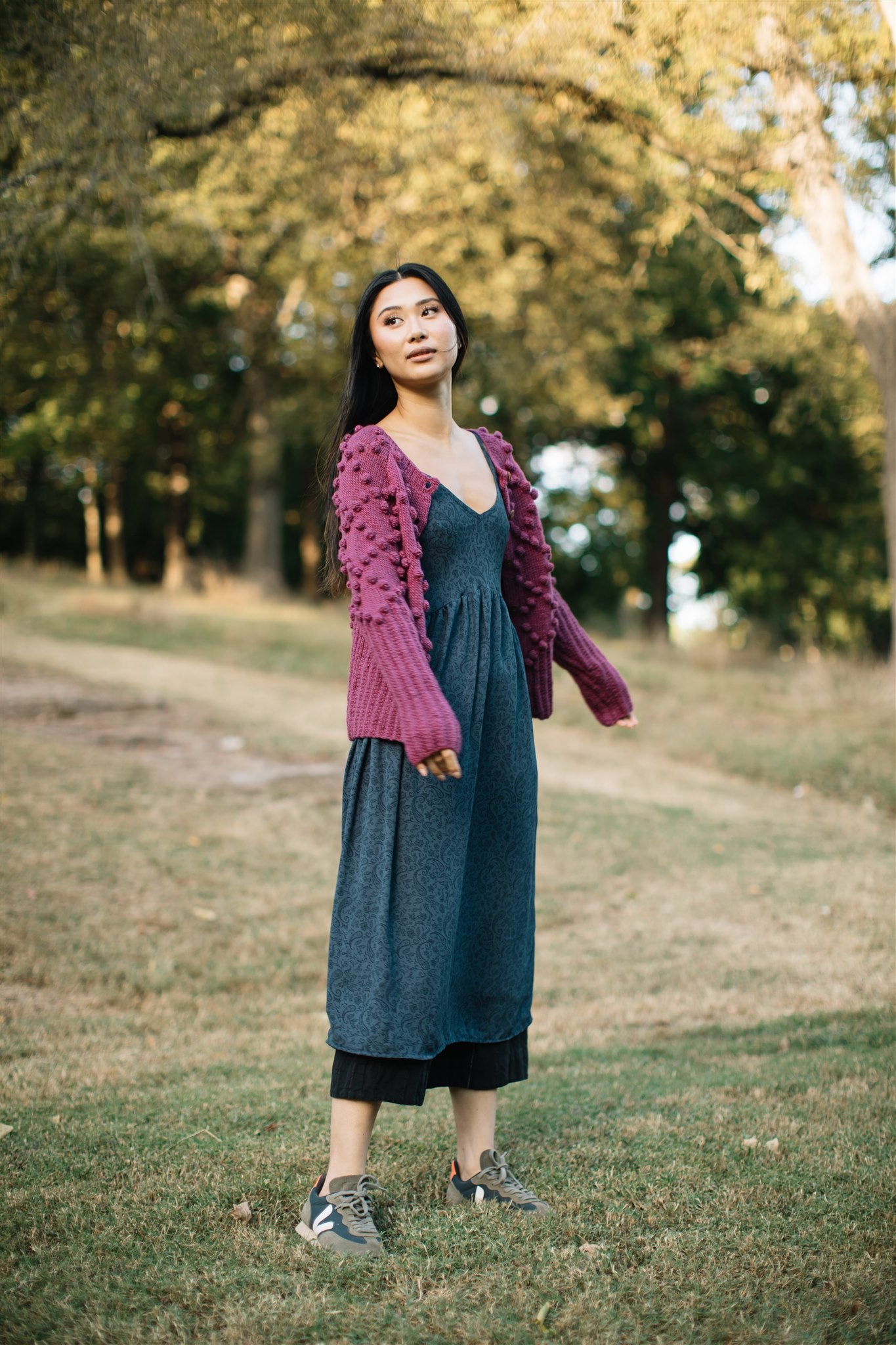 Hand Knit Nepali Wool Jill Sweater in Fuchsia Made to Order