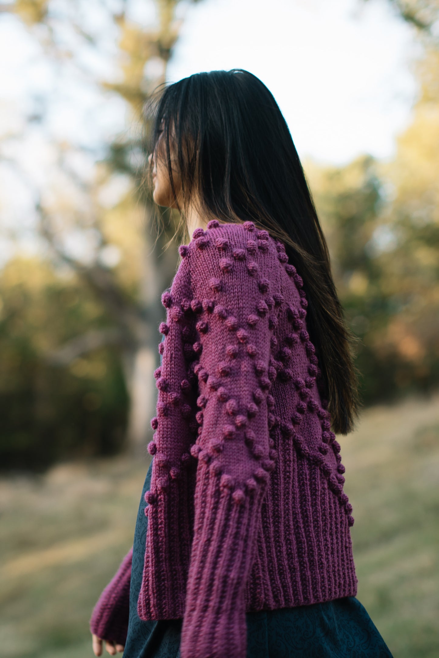 Hand Knit Nepali Wool Jill Sweater in Fuchsia Made to Order