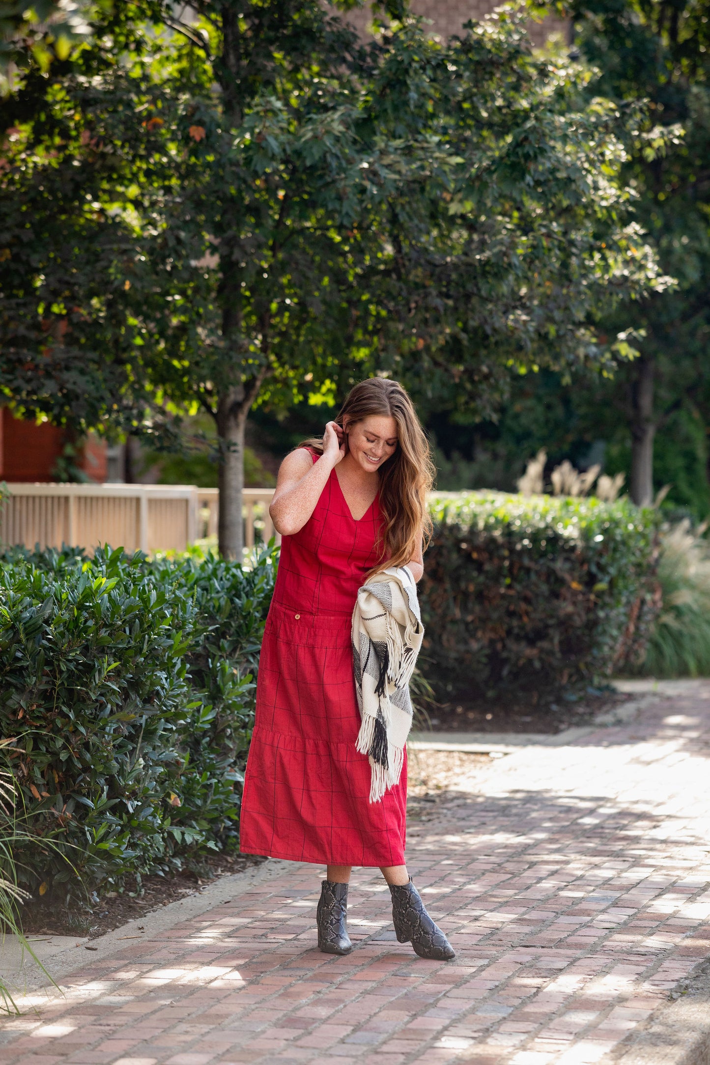 Handwoven Bina Dress in Red Made to Order