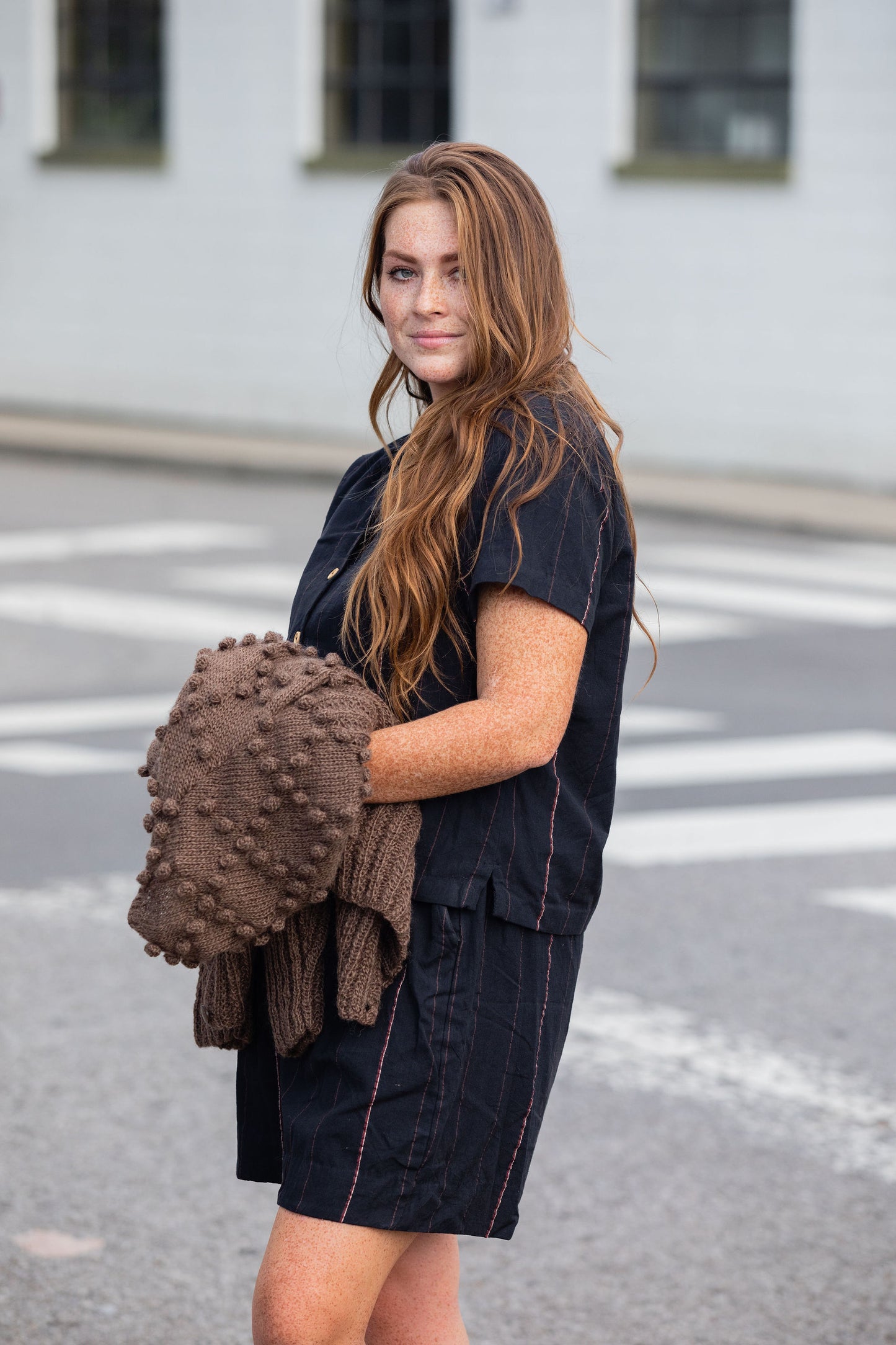 Hand Knit Nepali Wool Jill Sweater in Brown Made to Order