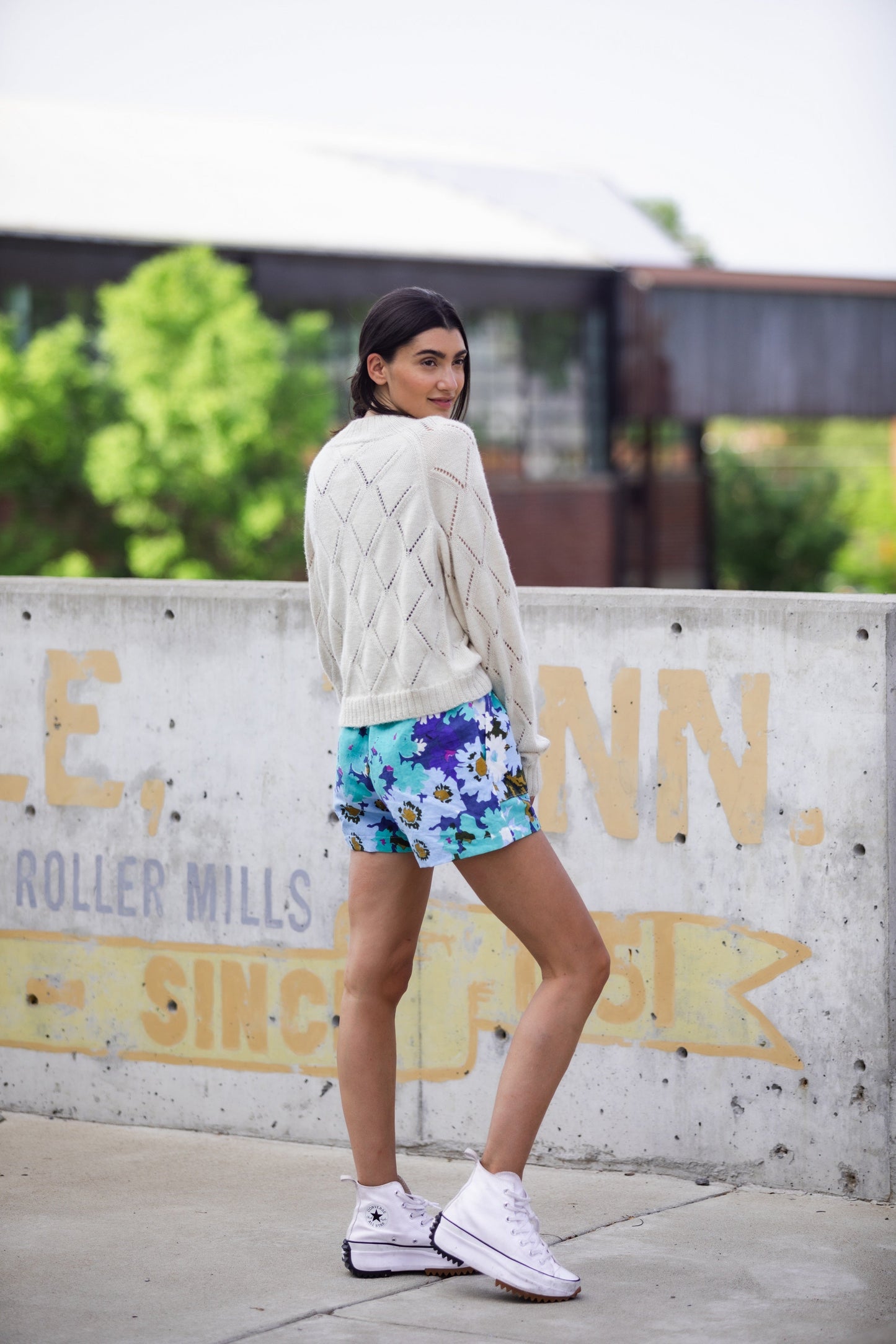 Baby Alpaca Lace Knit Mock Pullover in Black Made to Order