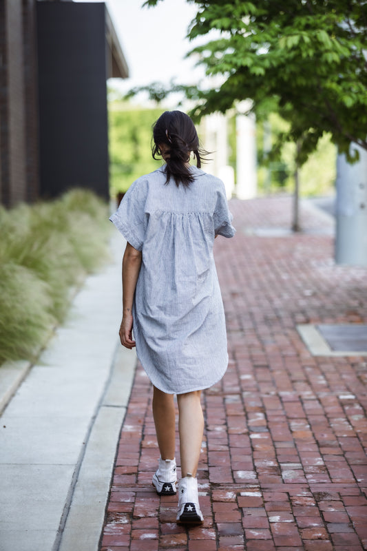Paige Handwoven Cotton Relaxed Shirt Dress Made to Order