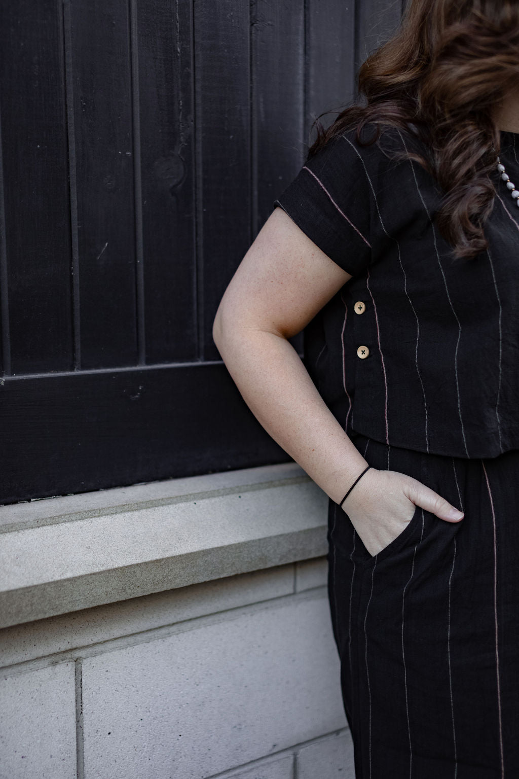 Katie Handwoven Cotton Crop Set in Black Made to Order