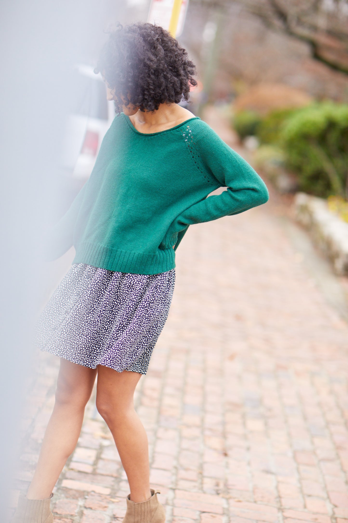 Georgia Pullover Sweater in Heather Green Made to Order