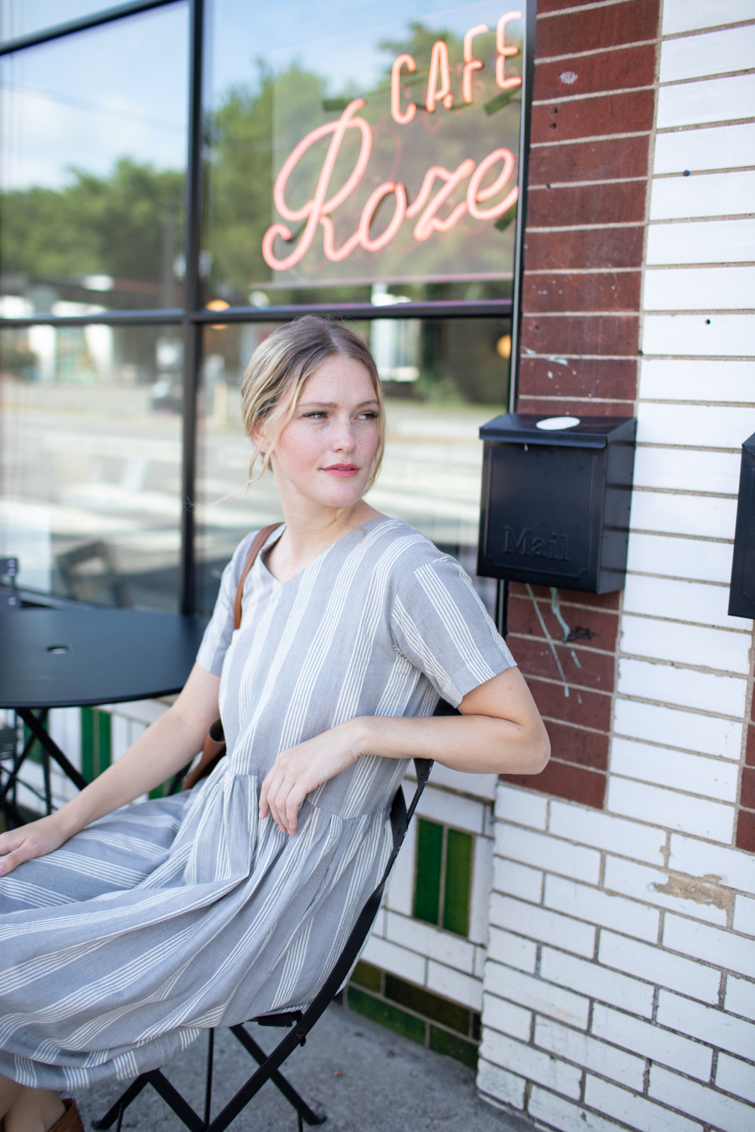 Eloise Handwoven Cotton Dress in Silver - M Left