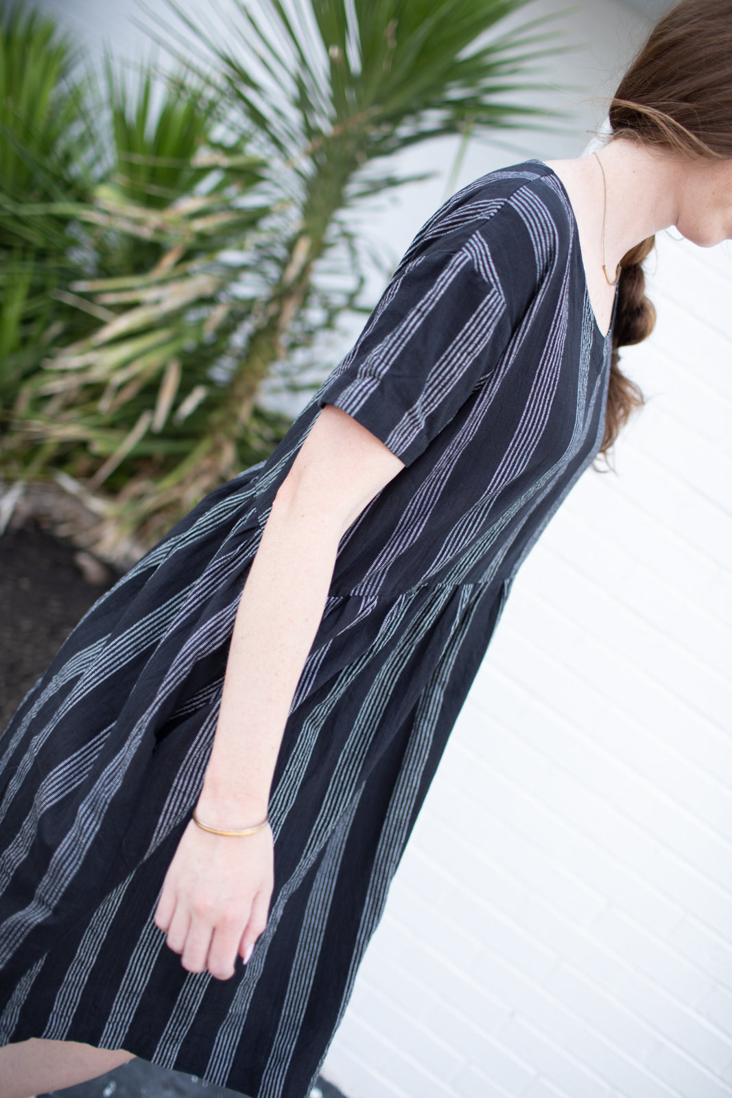 Eloise Handwoven Cotton Dress in Silver - M Left