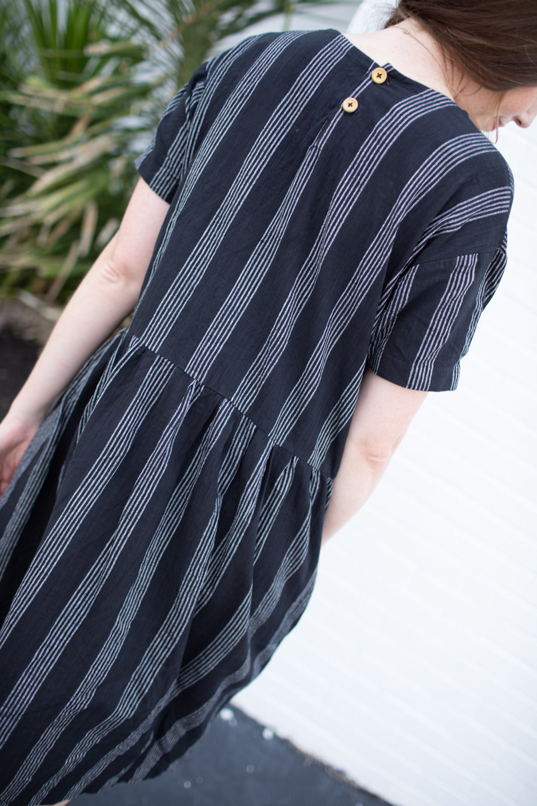 Eloise Handwoven Cotton Dress in Silver - M Left