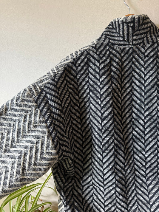 Portuguese Wool Pieper Coat in Mix-Match Herringbone