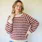 Ivy Wool Pullover in Red and Cream Made to Order