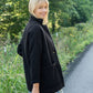 Portuguese Wool Pieper Coat in Black and Brown Accents - M Left