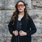 Portuguese Wool Pieper Coat in Black and Brown Accents - M Left