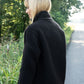 Portuguese Wool Pieper Coat in Black and Brown Accents - M Left