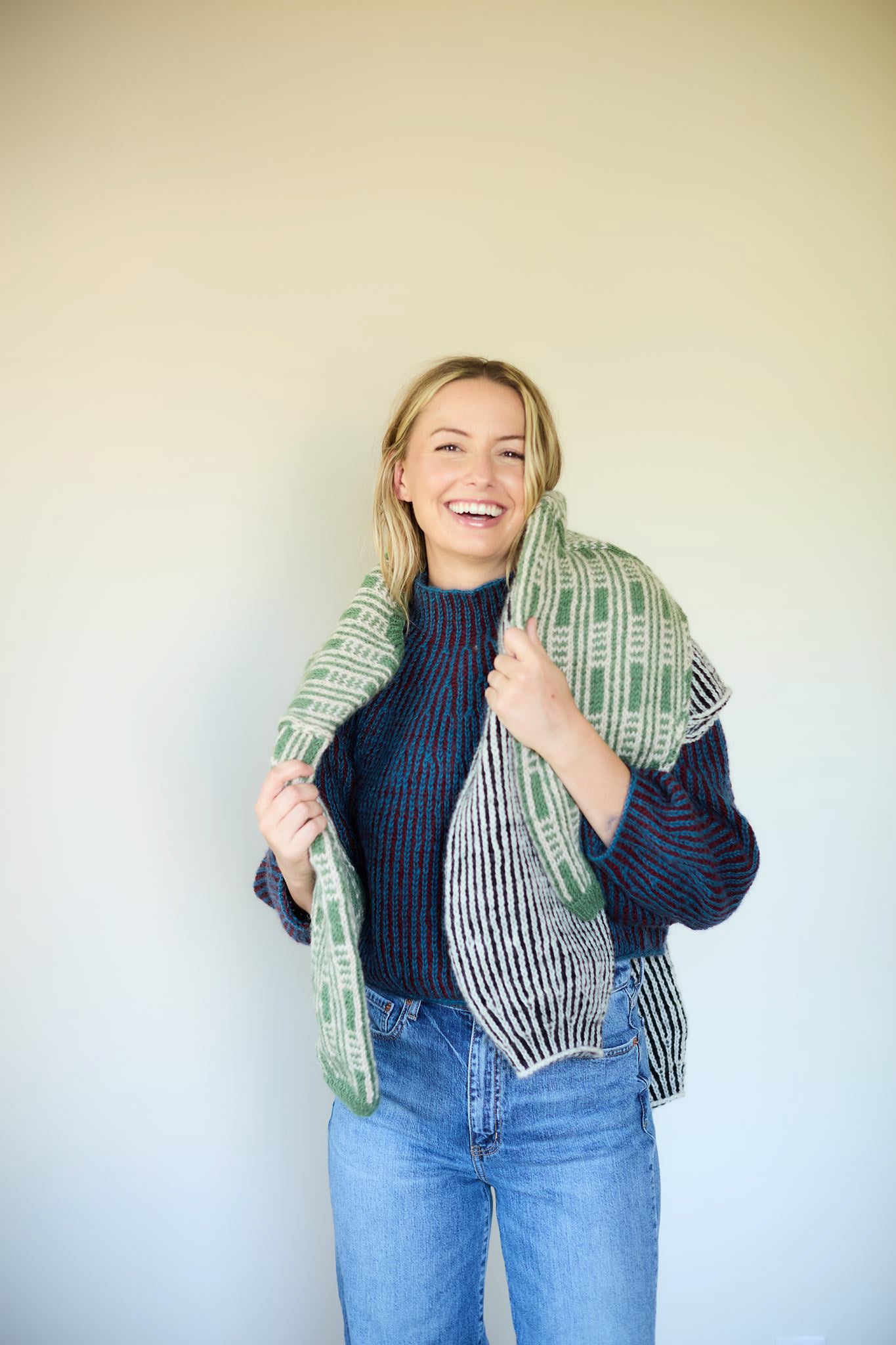 Kitty Pashmina Pullover in Black and White or Green and Pink Made to Order