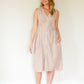 June Dress Sleeveless in Red and White Striped Linen