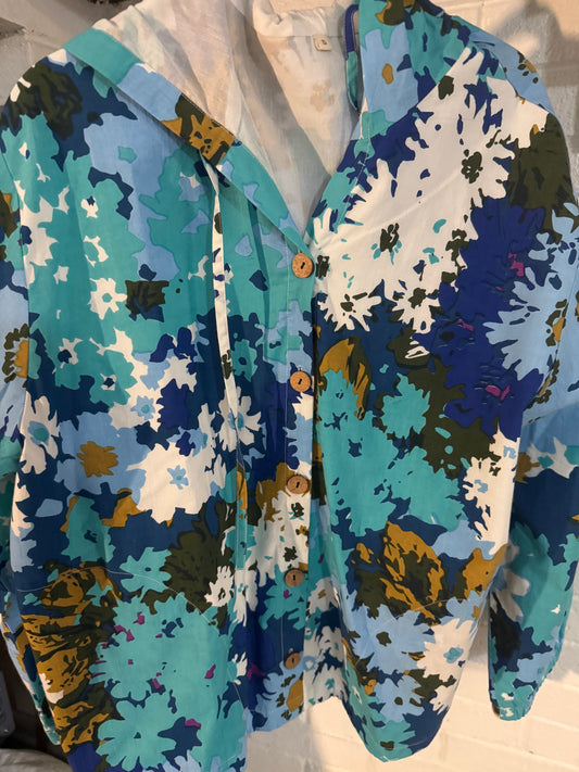 Maria Handwoven Cotton Jacket Floral Sample Small