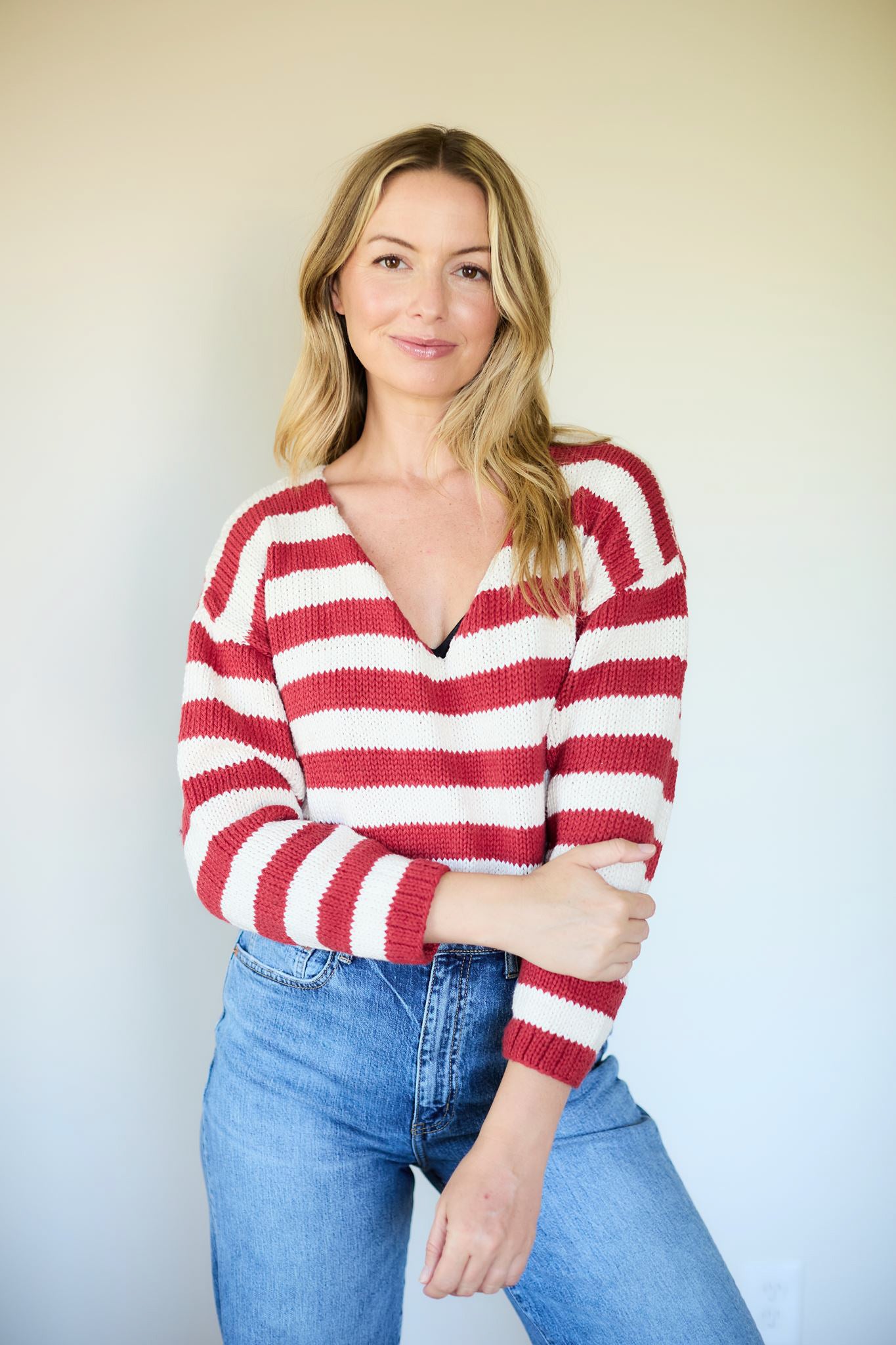 Patty Striped Cotton Pullover in Black and White Made to Order