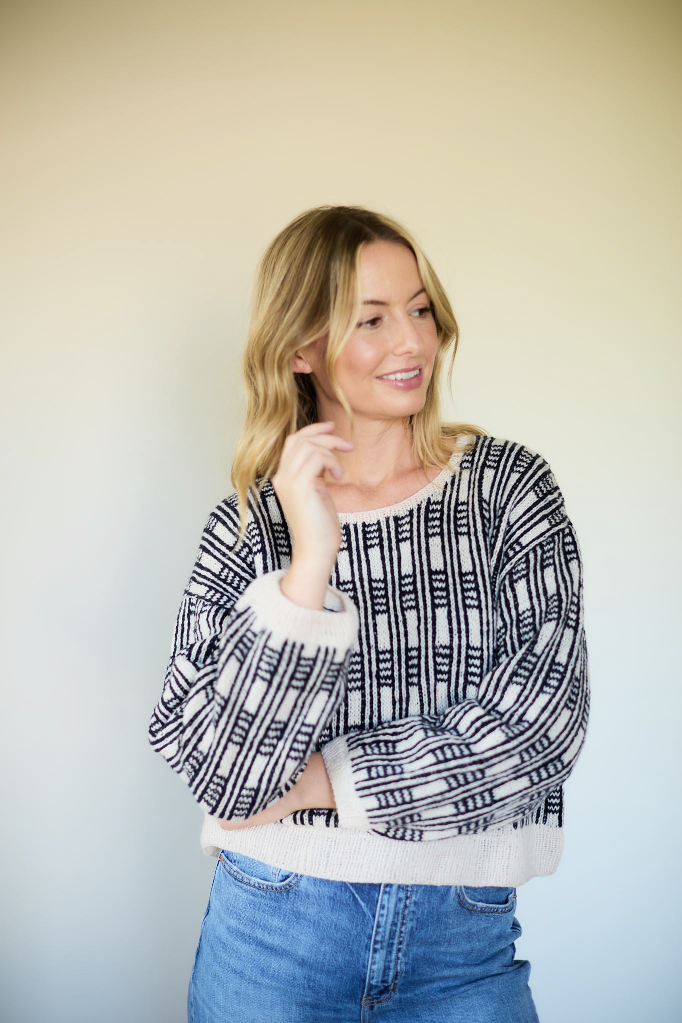 Kitty Pashmina Pullover in Black and White or Green and Pink Made to Order