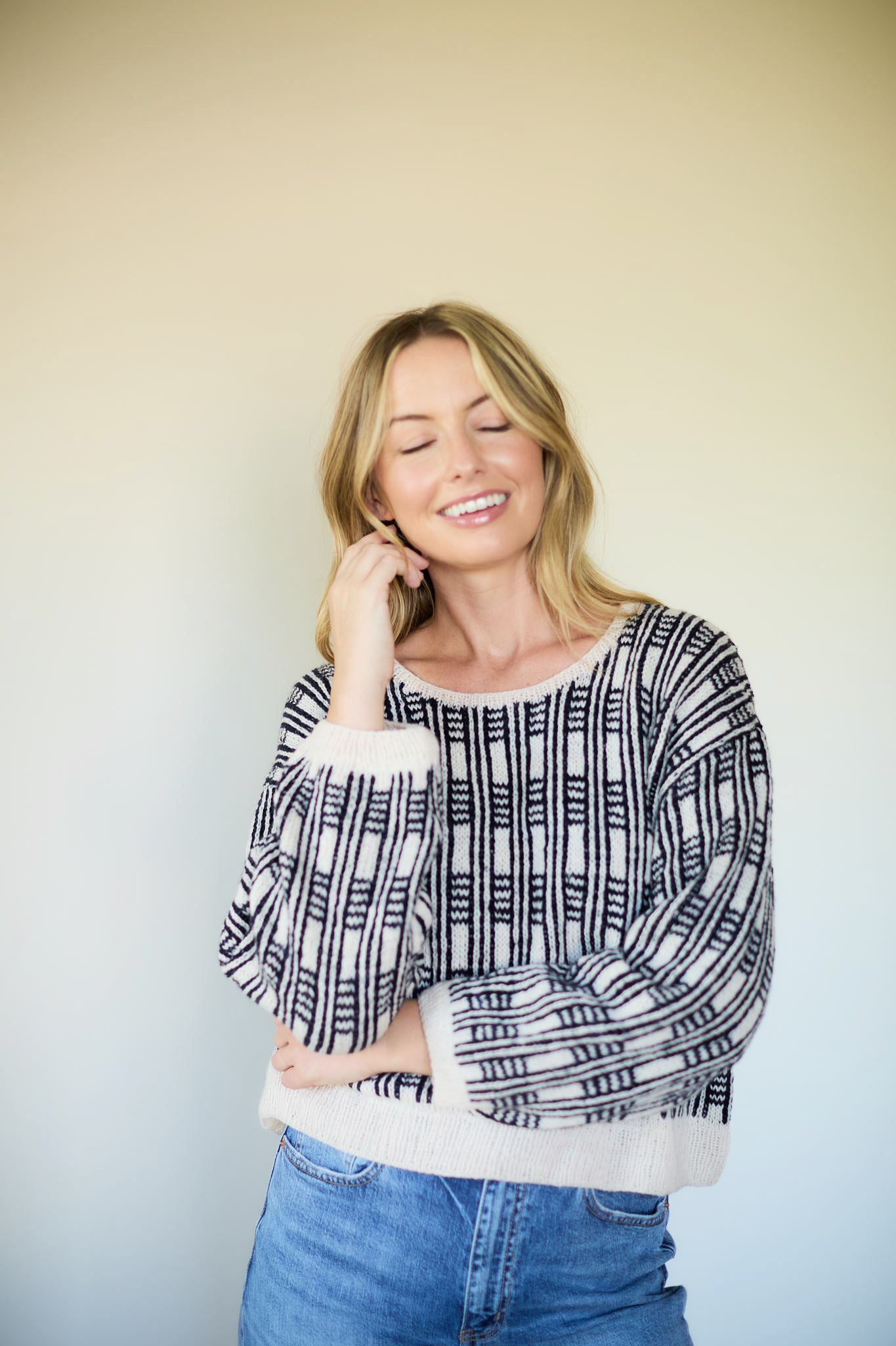 Kitty Pashmina Pullover in Black and White or Green and Pink Made to Order