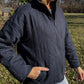Jamie Linen Quilted Jacket in Navy Made to Order