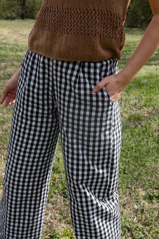 Katie Handwoven Cotton Set in Black and White Gingham