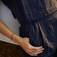 Katie Handwoven Cotton Crop Set in Navy Pin Stripe Made to Order