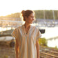 Paula Handwoven Cotton Tunic Dress in Black Made to Order