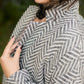 Portuguese Wool Pieper Coat in Black and White Herringbone