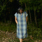 Paula Handwoven Cotton Tunic Dress in Teal Plaid Made to Order