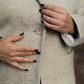 Portuguese Wool Pieper Coat in Light Grey and Cream Thin Herringbone Made to Order