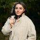 Portuguese Wool Pieper Coat in Light Grey and Cream Thin Herringbone Made to Order