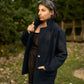 Portuguese Wool Pieper Coat in Navy and Black Herringbone Made to Order