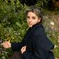 Portuguese Wool Pieper Coat in Navy and Black Herringbone Made to Order