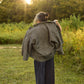 Portuguese Wool Pieper Coat in Black and Cream Thin Herringbone Made to Order