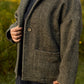 Portuguese Wool Pieper Coat in Black and Cream Thin Herringbone Made to Order