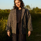 Portuguese Wool Pieper Coat in Dark Grey and Cream Lace Weave Made to Order