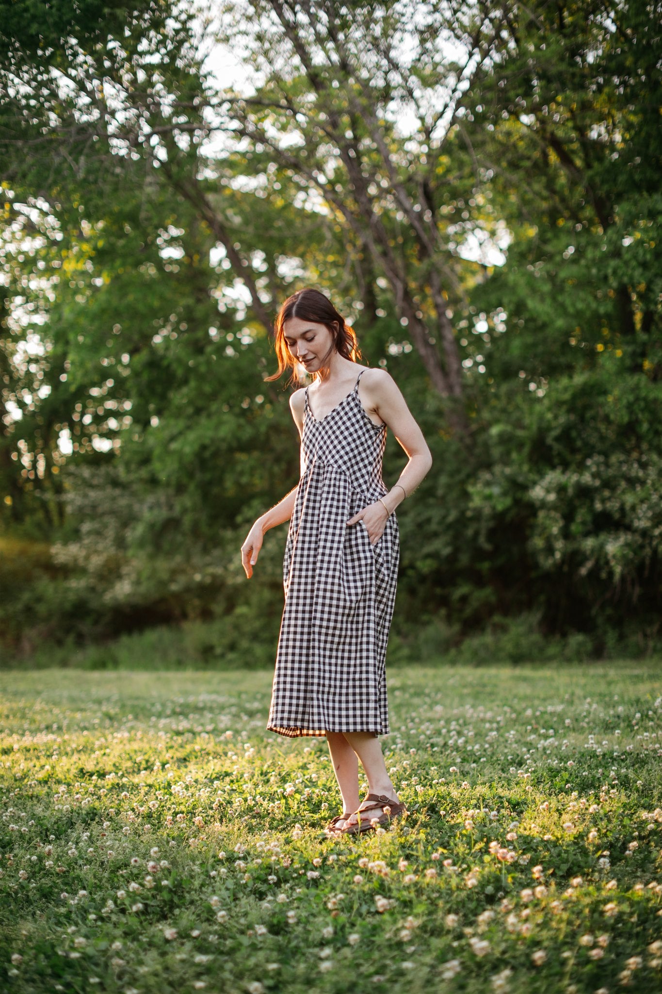 Faro Dress in Recycled Black and White Gingham Made to Order