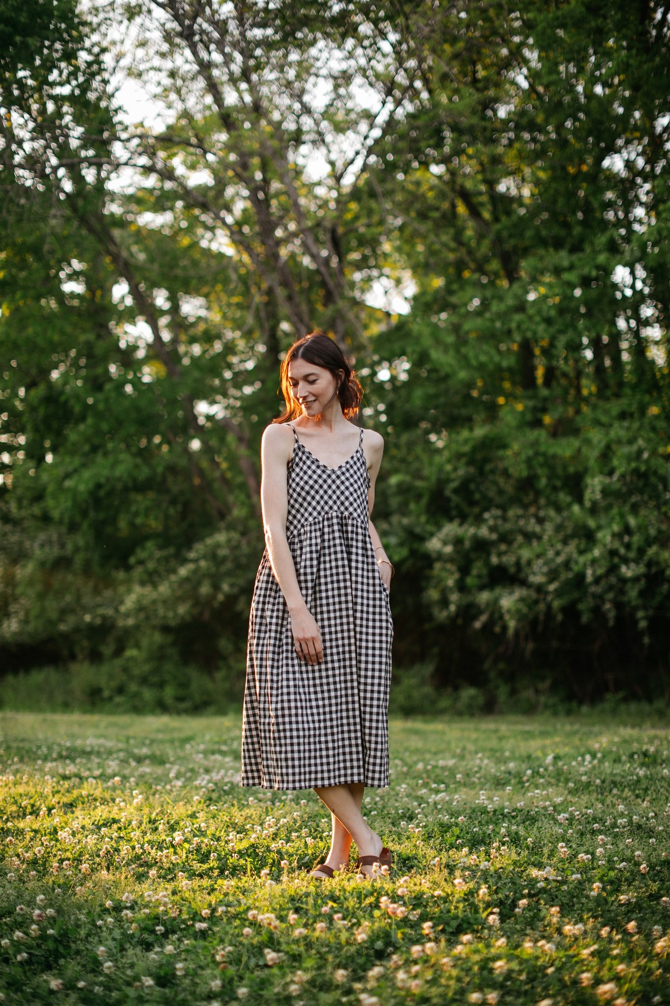 Faro Dress in Recycled Black and White Gingham Made to Order